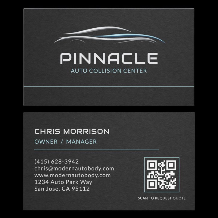 Auto Collision Center QR Code Professional Business Card