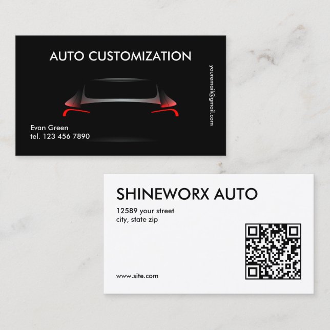 Auto Customization Car Custom QR Business Card (Front/Back)