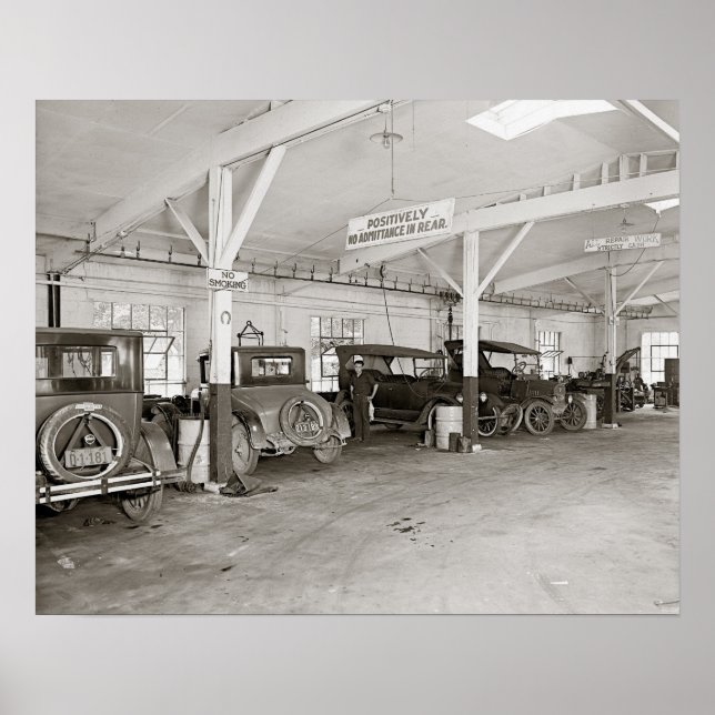 Auto Dealer Repair Shop, 1926. Vintage Photo Poster (Front)