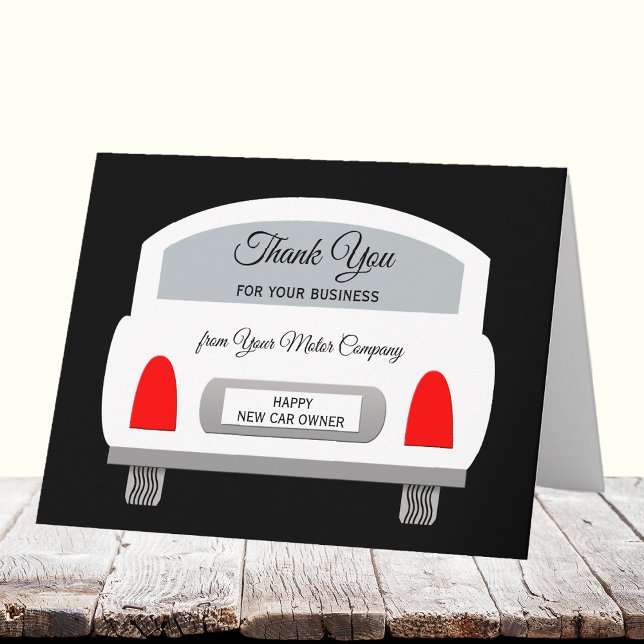Auto Dealer White Car Sales Thank You Note Card (Creator Uploaded)