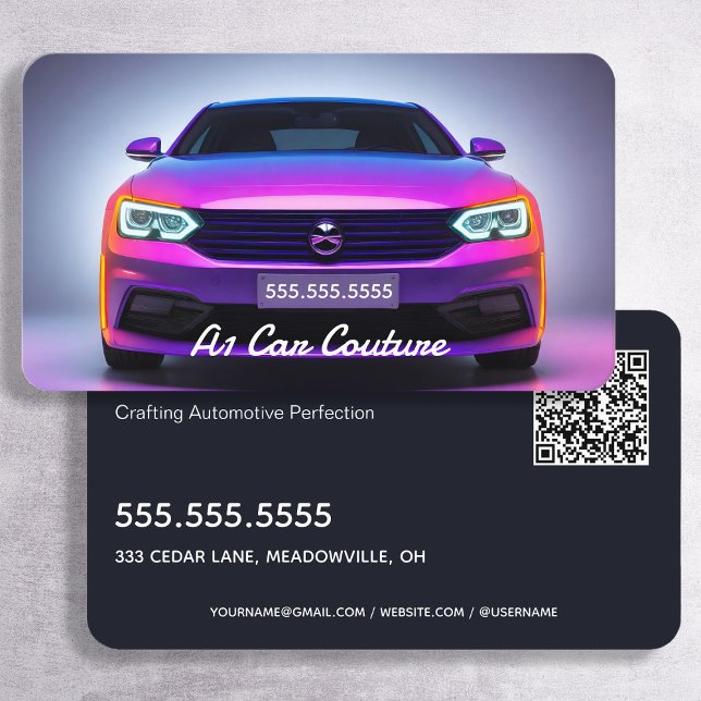 🔝 Auto Detailer Custom QR Business Card (Auto Detailer Custom QR Business Cards)