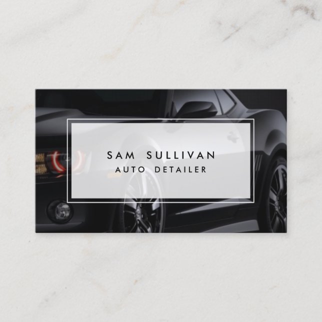 Auto Detailer Shiny Black Car Profile Automotive Business Card (Front)