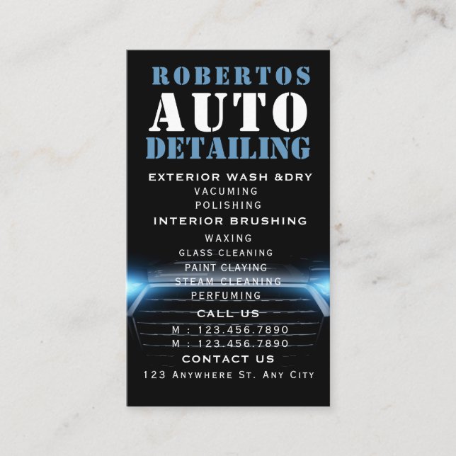 Auto Detailing and Car Wash Digital Business Card  (Front)