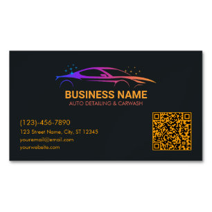Auto Detailing and Car Wash Personalized Business Card Magnet