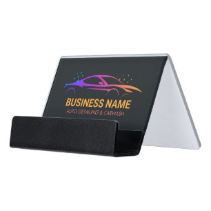 Auto Detailing and Car Wash Personalized Desk Business Card Holder