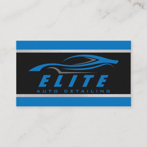 Auto Detailing Auto Spa Modern Black Blue Car  Business Card