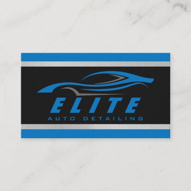 Auto Detailing Auto Spa Modern Black Blue Car   Business Card (Front)