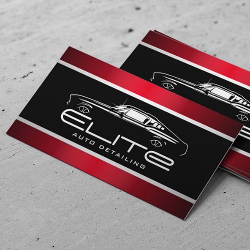Auto Detailing Auto Spa Muscle Car Red Metal Business Card