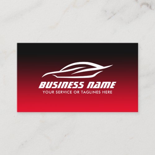 Auto Detailing Automotive Black  Red Car Repair Business Card