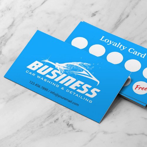 Auto Detailing Automotive Car Loyalty Punch Business Card