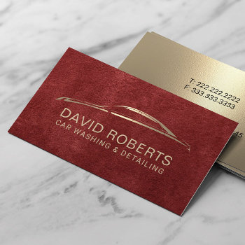 Auto Detailing Automotive Car Repair Red & Gold Business Card by cardfactory at Zazzle