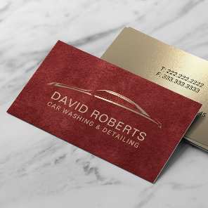 Auto Detailing Automotive Car Repair Red & Gold Business Card
