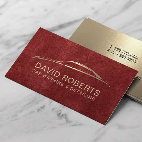 Auto Detailing Automotive Car Repair Red  Gold Business Card