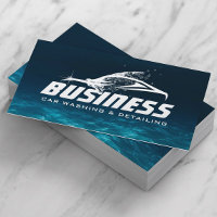 Auto Detailing Automotive Car Wash Deep Blue Business Card