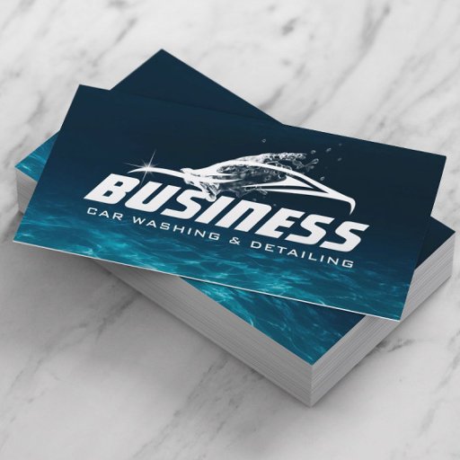Customizable Auto Detailing Automotive Car Wash Deep Blue Business Card