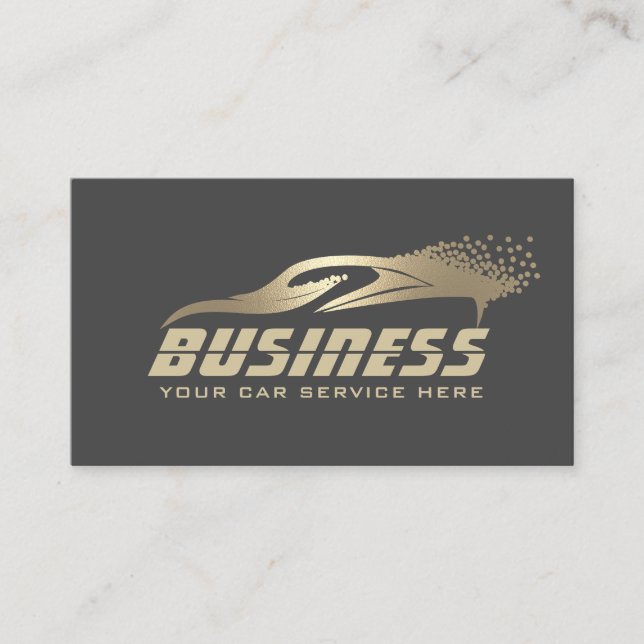 Auto Detailing Automotive Car Wash Gold & Gray Business Card (Front)