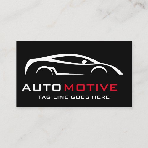 Auto Detailing Automotive Modern Black  White Business Card