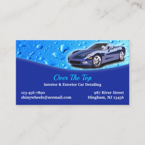 Auto Detailing with Water Drops Business Card