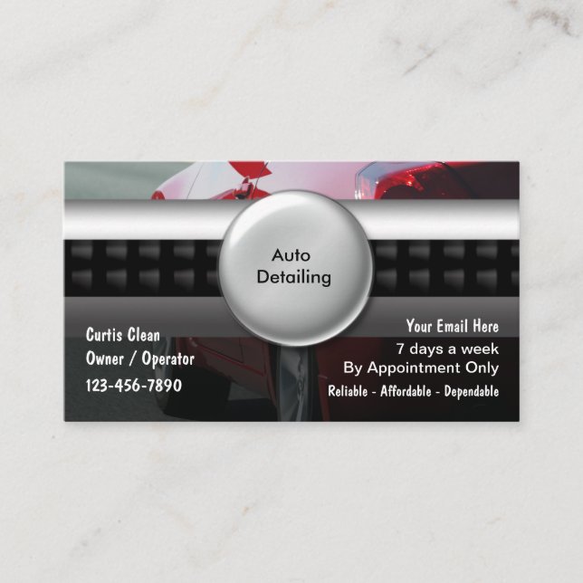 Auto Detailing Business Cards (Front)