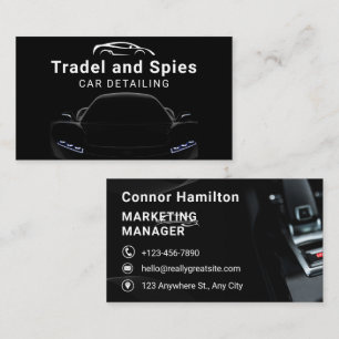 Auto Detailing Car Automotive Professional Black  Business Card