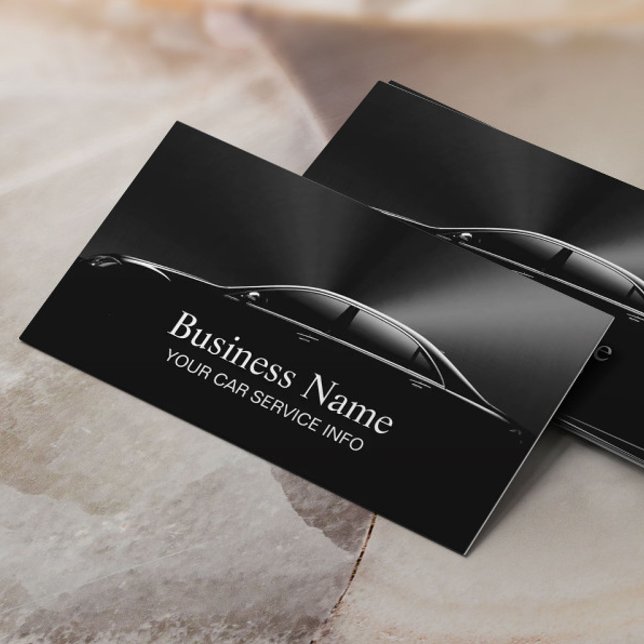 Auto Detailing Car Automotive Professional Black Business Card (Creator Uploaded)