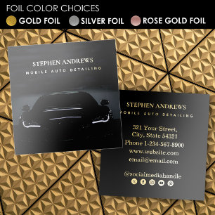 Auto Detailing Car Cleaning Social Media Gold Foil Business Cards