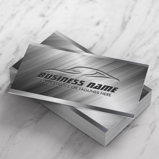 Customizable Auto Detailing Car Repair Automotive Modern Metal Business Card