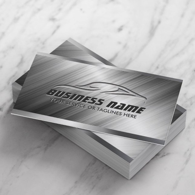 Auto Detailing Car Repair Automotive Modern Metal Business Card (Creator Uploaded)