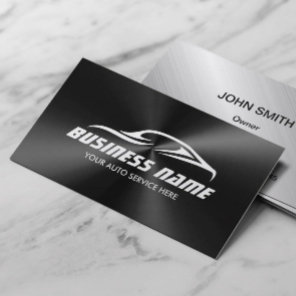 Auto Detailing Car Repair Black Metal Automotive Business Card