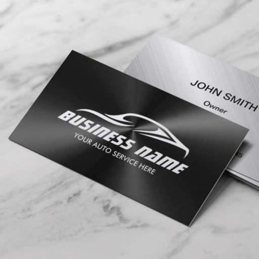 Customizable Auto Detailing Car Repair Black Metal Automotive Business Card