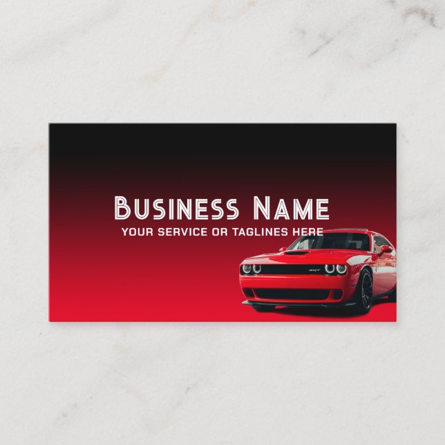 Auto Detailing Car Repair Black & Red Automotive Business Card (Front)