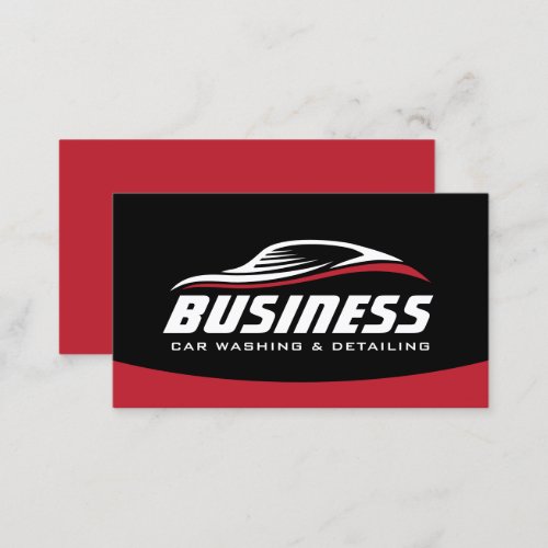 Auto Detailing Car Repair Black Red Automotive Business Card