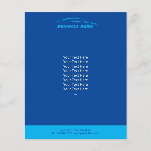 Auto Detailing Car Repair Modern Blue Automotive Flyer (Front)