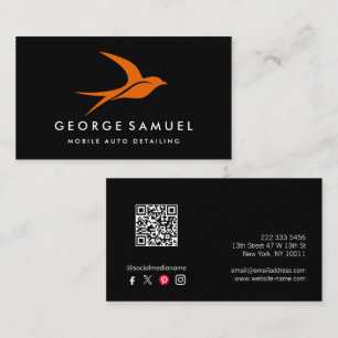 Auto Detailing   Car Repair Shop Flying Bird Logo Business Card
