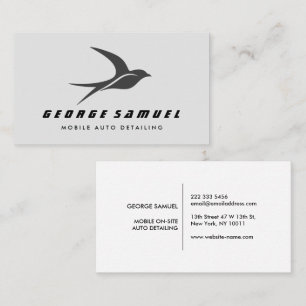 Auto Detailing   Car Repair Shop Flying Bird Logo Business Card