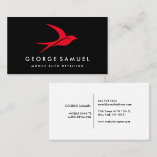Auto Detailing Car Repair Shop Flying Bird Logo Business Card