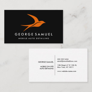 Auto Detailing   Car Repair Shop Flying Bird Logo Business Card