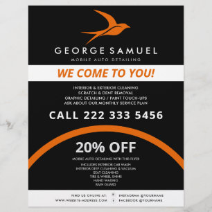 Auto Detailing   Car Repair Shop Flying Bird Logo Flyer