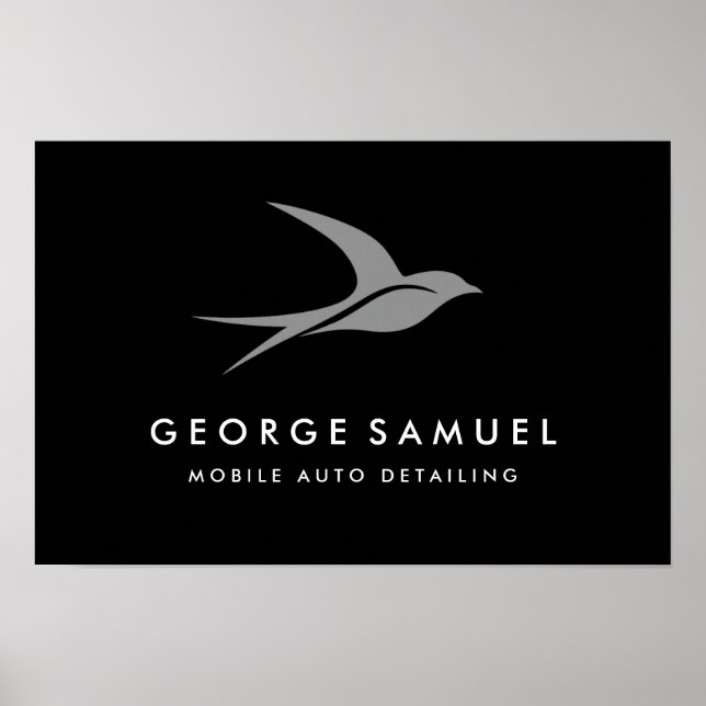 Auto Detailing | Car Repair Shop Flying Bird Logo Poster (Front)