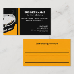 Auto Detailing Car Wash appointment card