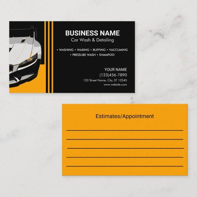 Auto Detailing Car Wash appointment card (Front/Back)