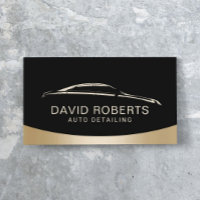 Auto Detailing Car Wash Automotive Black & Gold Business Card