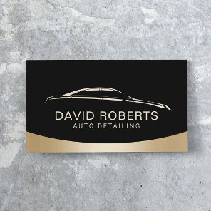 Auto Detailing Car Wash Automotive Black & Gold Business Card