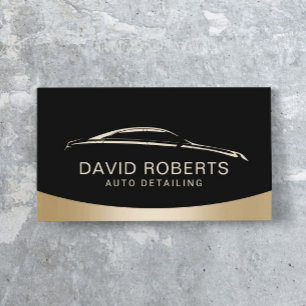 Auto Detailing Car Wash Automotive Black & Gold Business Card