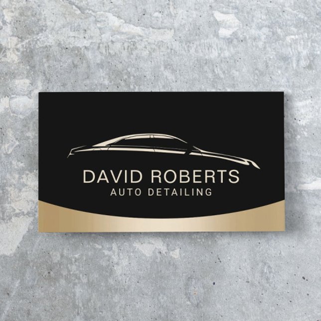 Auto Detailing Car Wash Automotive Black & Gold Business Card (Creator Uploaded)