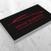 Auto Detailing Car Wash Automotive Black & Red Business Card