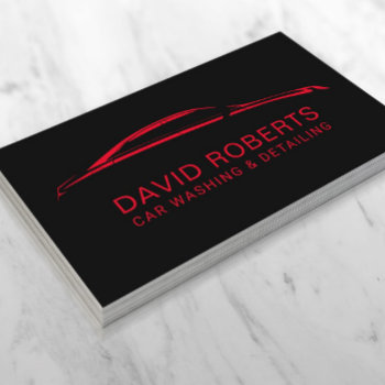 Auto Detailing Car Wash Automotive Black & Red Business Card by cardfactory at Zazzle