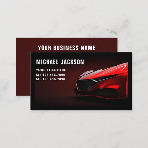 Auto Detailing Car Wash Automotive Black  Red  Business Card