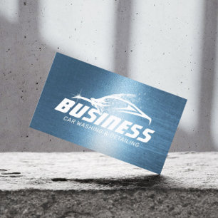 Auto Detailing Car Wash Automotive Royal Blue Business Card