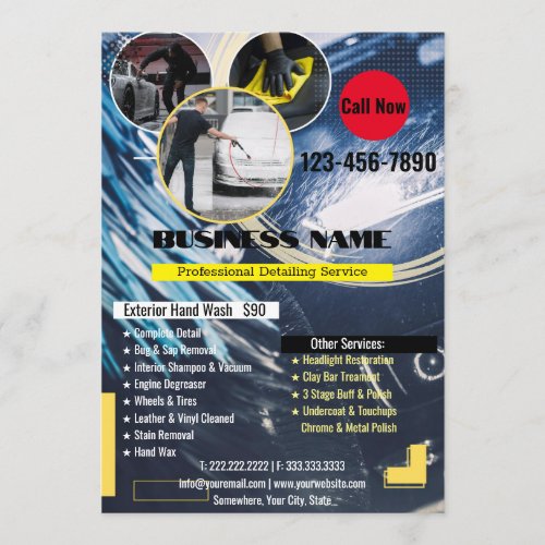 Auto Detailing Car Wash Cleaning Flyer Invitation